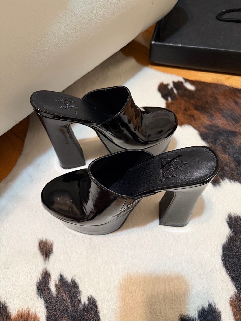 Black Patent Platform Mule Clogs